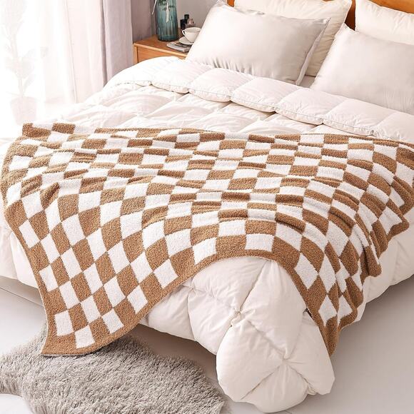Panku Other - Checkered Blanket Ultra Soft Checkered Throw Blanket Warm Fluffy Checkerboard...